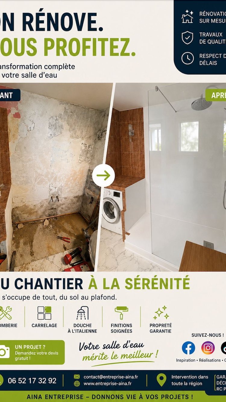 Salle de bain réalisée par Entreprise AÏNA à Gagny 93