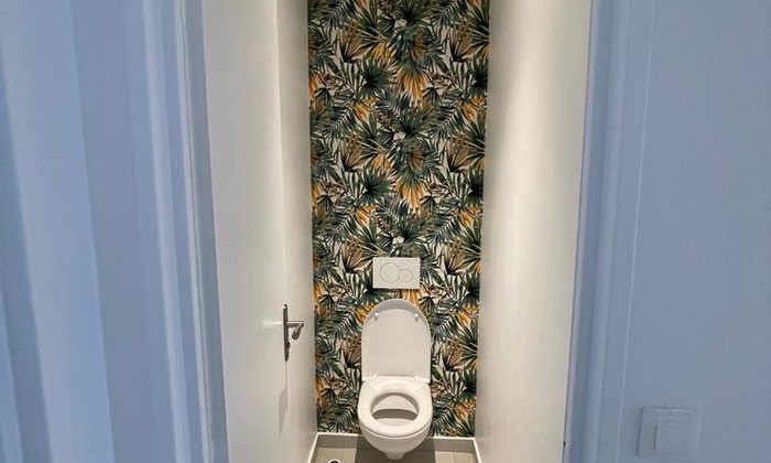 WC suspendu et faïence décorative de salle de bain